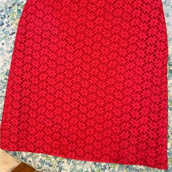 Ann Taylor Vibrant Pink Floral Pencil Skirt cut floral lace, vintage, excellent - Picture 12 of 15